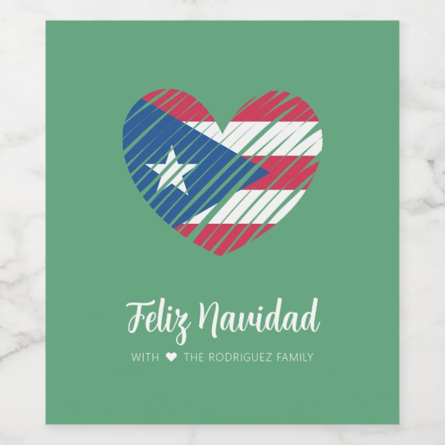 Puerto Rico Flag Coquito Weinetikett (Einzelnes Label)
