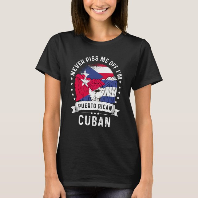 Puerto Rico Flag Cuba Grown Humor Pride T-Shirt (Vorderseite)