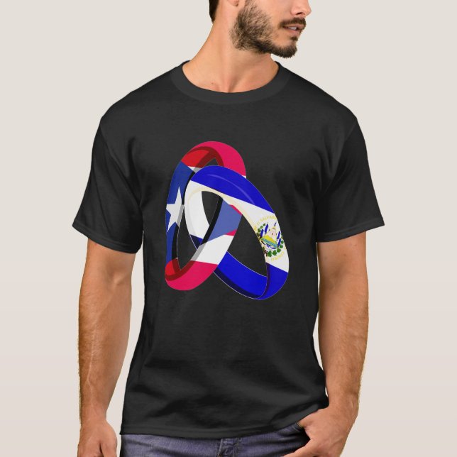 Puerto Rico Flag El Salvador Grosse Ring Ehe W T-Shirt (Vorderseite)