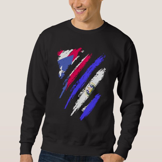 Puerto Rico Flag El Salvador Grown Patriot Country Sweatshirt (Vorderseite)