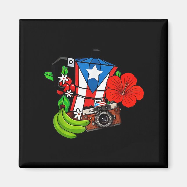 Puerto Rico Flag Floral Frog Boricua Women Hispani Magnet (Vorne)