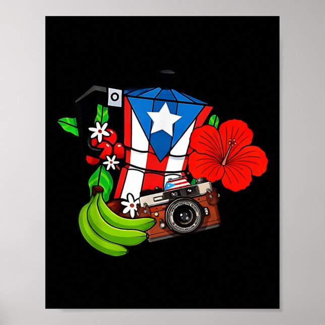 Puerto Rico Flag Floral Frog Boricua Women Hispani Poster (Vorne)
