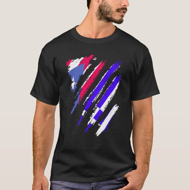 Puerto Rico Flag Greece Grown Patriot Country Stri T-Shirt (Vorderseite)