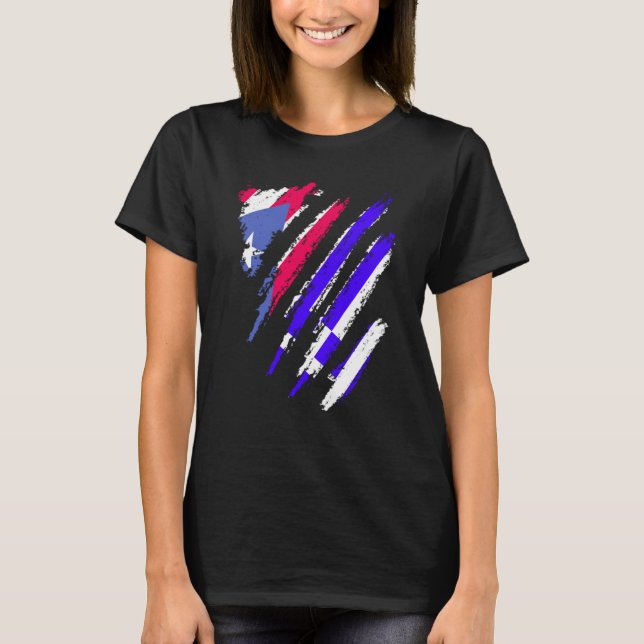 Puerto Rico Flag Greece Grown Patriot Country Stri T-Shirt (Vorderseite)