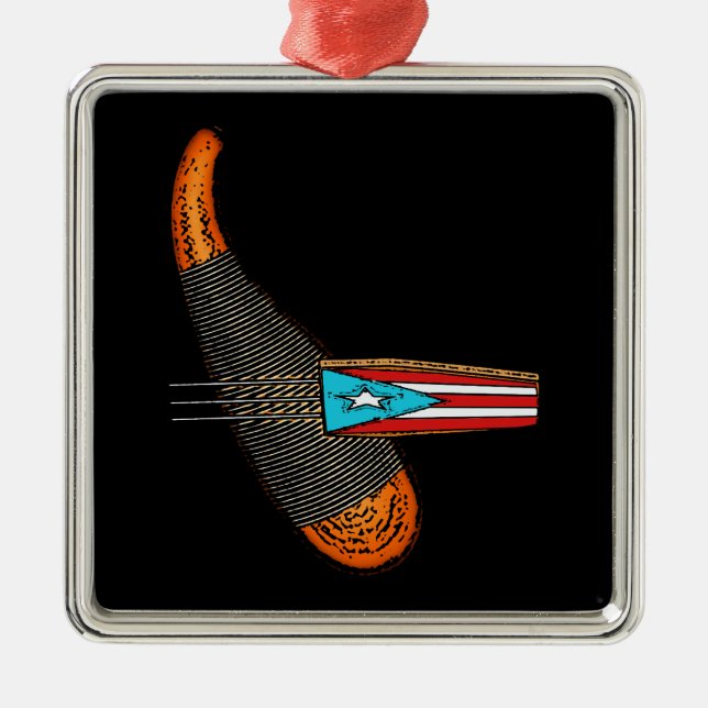 Puerto Rico Flag Guiro Ornament Aus Metall (Vorne)