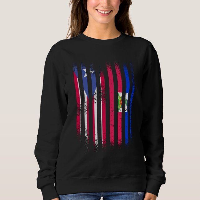 Puerto Rico Flag Haiti Grown Country Flags Stripes Sweatshirt (Vorderseite)