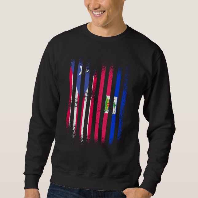 Puerto Rico Flag Haiti Grown Country Flags Stripes Sweatshirt (Vorderseite)