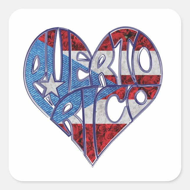 Puerto Rico Flag Heart Sticker (Vorderseite)