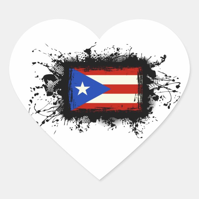 Puerto Rico Flag Herz-Aufkleber (Vorderseite)