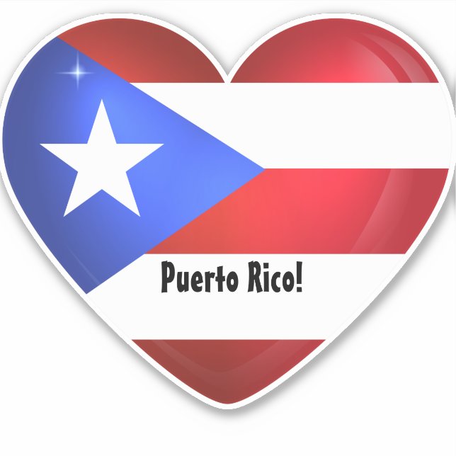 Puerto Rico Flag Herz Car Decal Aufkleber (Vorderseite)