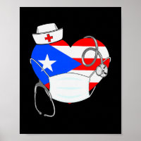 Puerto Rico Flag Herz Nurse 4. Juli