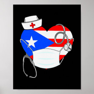 Puerto Rico Flag Herz Nurse 4. Juli Poster