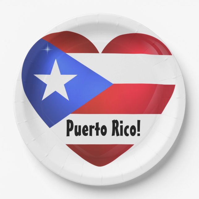 Puerto Rico Flag Herz Pappteller (Vorderseite)