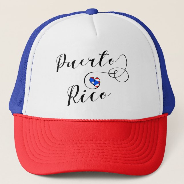 Puerto Rico Flag Herz, Puerto Rico Truckerkappe (Vorderseite)