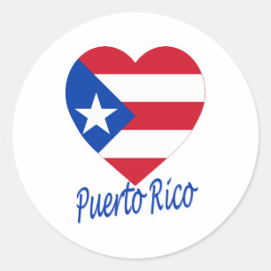 Puerto Rico Flag Herz Runder Aufkleber