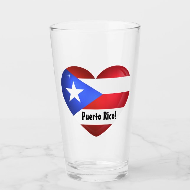Puerto Rico Flag Herzensauber Glas (Vorderseite)