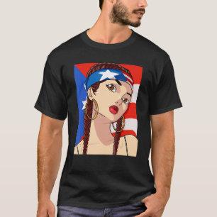Puerto Rico Flag Hip Hop Girl T-Shirt
