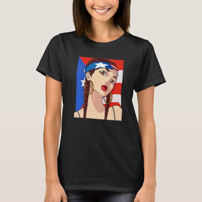 Puerto Rico Flag Hip Hop Girl T-Shirt (Vorderseite)
