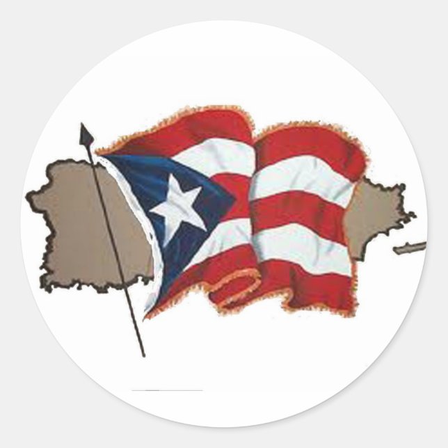 Puerto Rico Flag & Island Runder Aufkleber (Vorderseite)