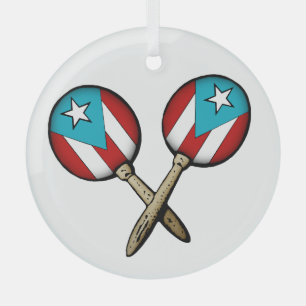 Puerto Rico Flag Maracas Ornament Aus Glas