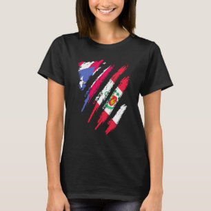 Puerto Rico Flag Peru Grown Patriot Country Strip T-Shirt