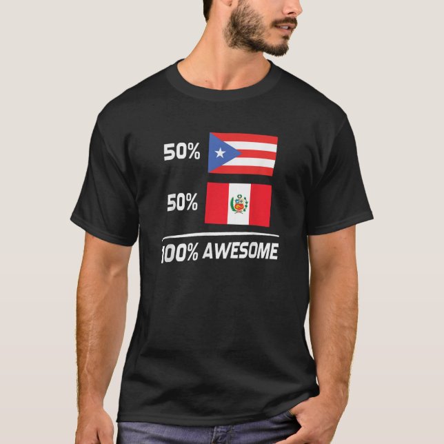 Puerto Rico Flag Peru Halbe Puerto R T-Shirt (Vorderseite)
