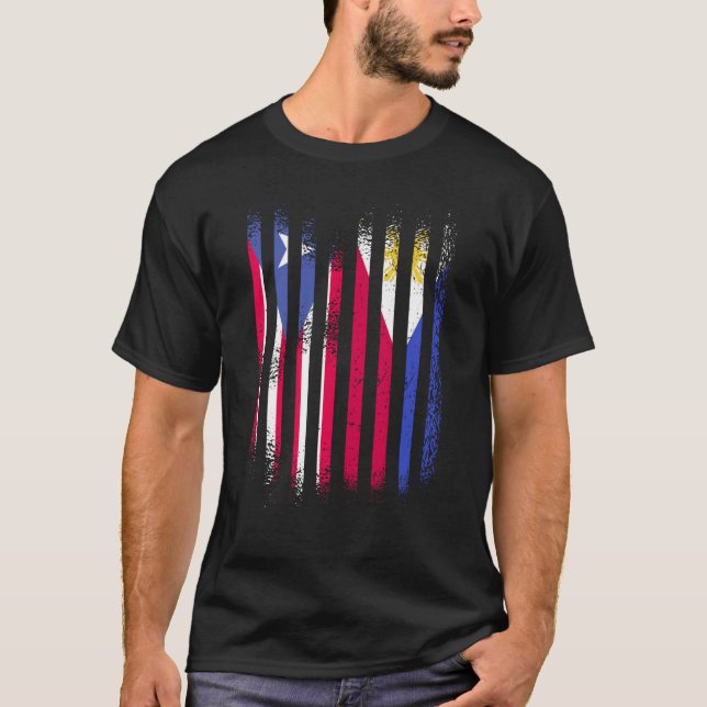 Puerto Rico Flag Philippinen Grosse Länderflaggen  T-Shirt (Vorderseite)