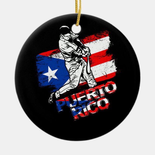 Puerto Rico Flag Puerto Rico Baseball Player Base Keramik Ornament (Vorne)