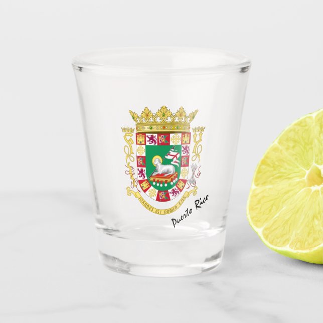 Puerto Rico Flag & Puerto Rico Emblem / Party Schnapsglas (Vorderseite)