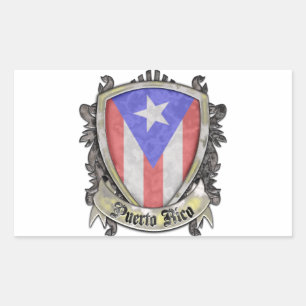 Puerto Rico Flag - Schild-Wappen Rechteckiger Aufkleber