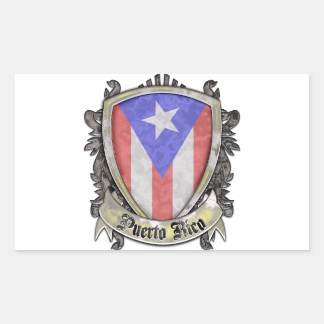 Puerto Rico Flag - Schild-Wappen Rechteckiger Aufkleber (Vorderseite)