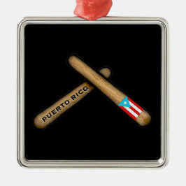 Puerto Rico Flag Schlagzeug Sticks I Palitos Ornament Aus Metall