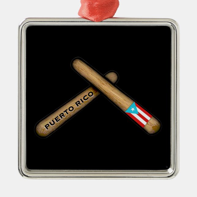 Puerto Rico Flag Schlagzeug Sticks I Palitos Ornament Aus Metall (Vorne)