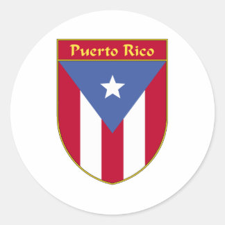Puerto Rico Flag Shield Runder Aufkleber