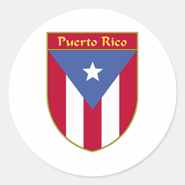 Puerto Rico Flag Shield Runder Aufkleber (Vorderseite)