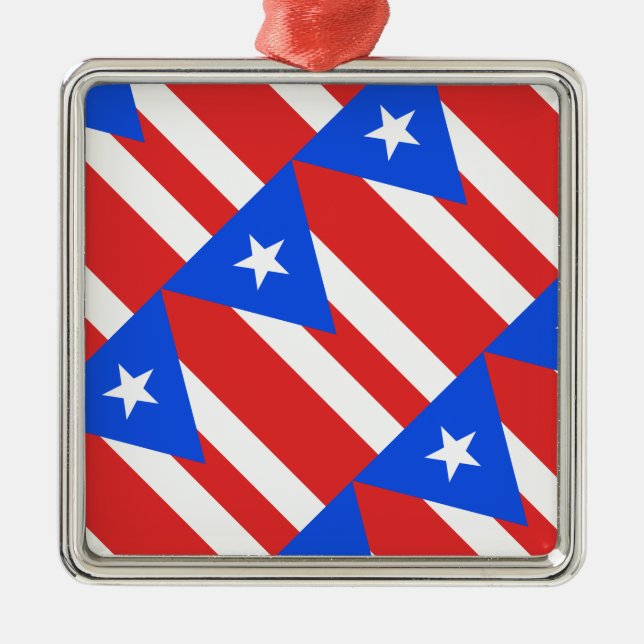 Puerto Rico Flag Silbernes Ornament (Vorne)