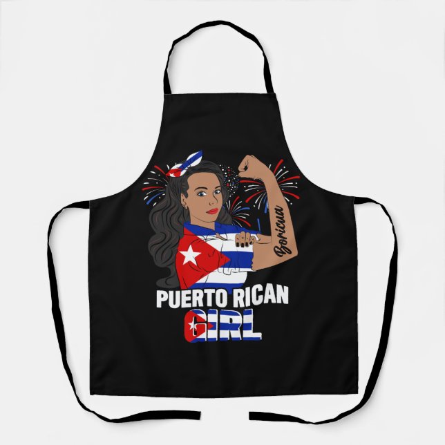 Puerto Rico Flag Starke Frauen Puerto Rico Giro Schürze (Vorderseite)