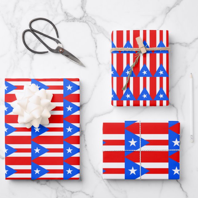 Puerto Rico Flag Tiled Design Geschenkpapier Set (Vorderseite)