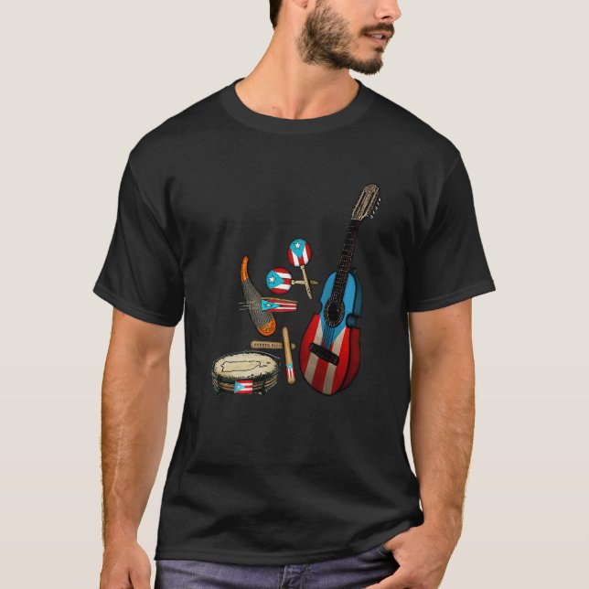 Puerto Rico Flag Traditional Boricua Parranda Inst T-Shirt (Vorderseite)