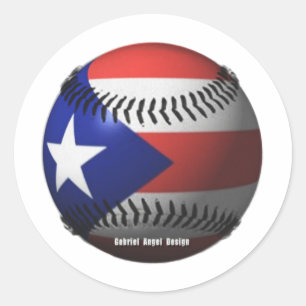 Puerto Rico Flag über einen Baseball Runder Aufkleber