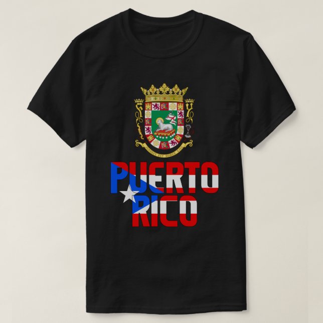 Puerto Rico Flag und Wappen Patriotisch T-Shirt (Design vorne)