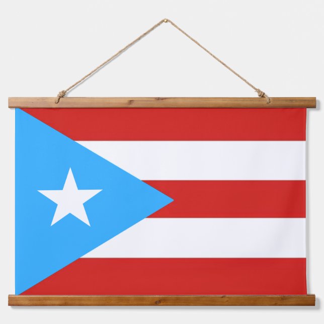Puerto Rico Flag Wandteppich Mit Holzrahmen (Vorne)