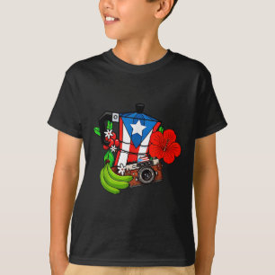 Puerto Rico-Flagge Floral Frosch Boricua Frauen Hi T-Shirt