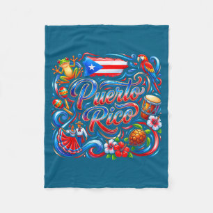 Puerto Rico-Flagge floraler Frosch Boricua hispani Fleecedecke