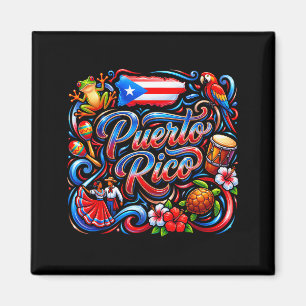 Puerto Rico-Flagge floraler Frosch Boricua hispani Magnet