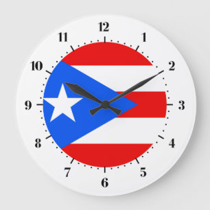 Puerto-Rico-Flagge Große Wanduhr