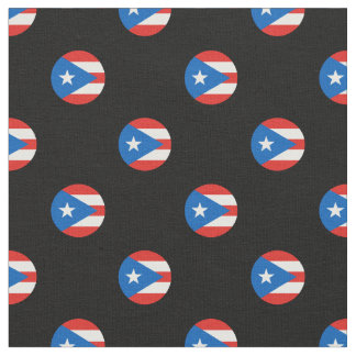Puerto-Rico-Flagge Polka Dos Schwarz Stoff