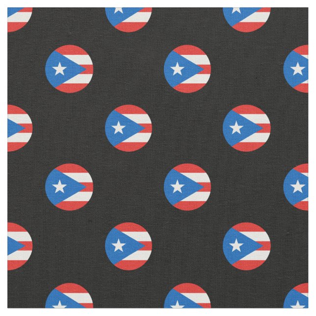 Puerto-Rico-Flagge Polka Dos Schwarz Stoff (Nahaufnahme)