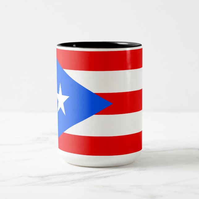 Puerto-Rico-Flagge (Puerto Rico) Zweifarbige Tasse (Mittel)