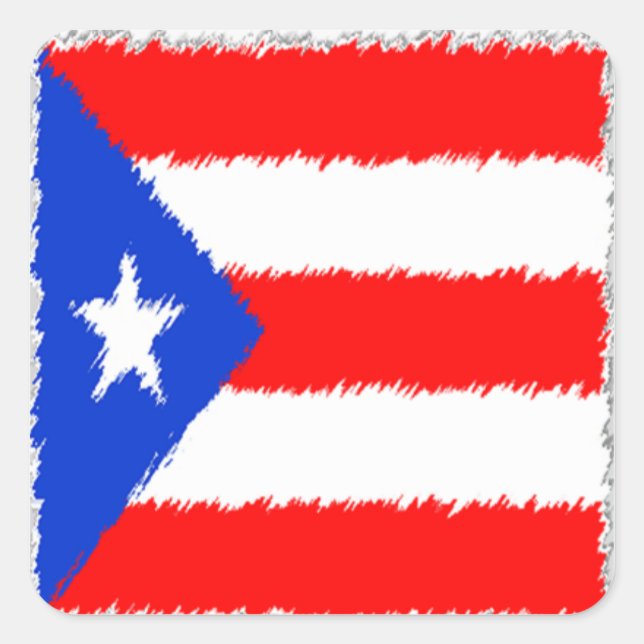 Puerto-Rico-Flagge Quadratischer Aufkleber (Vorderseite)